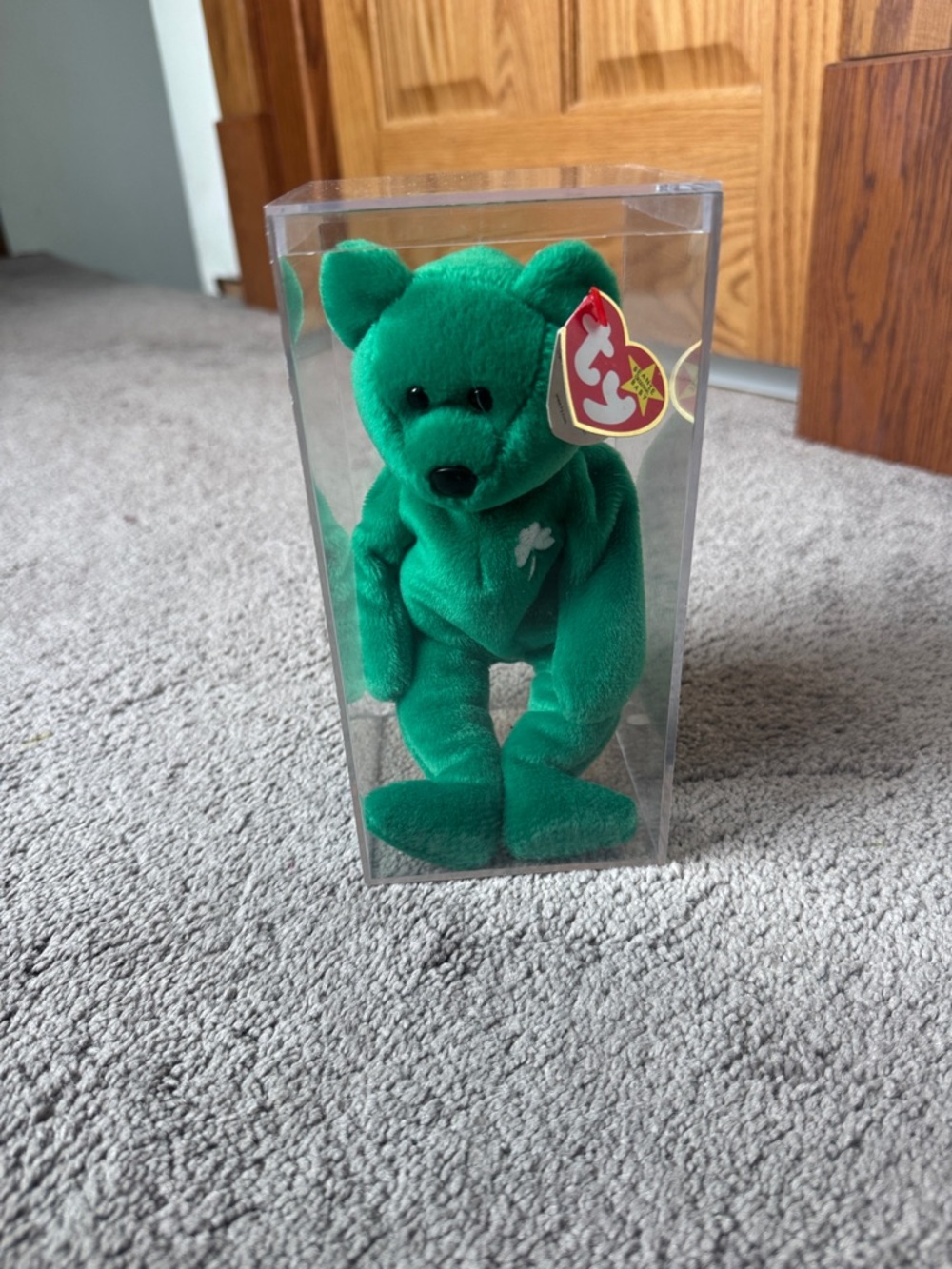 Ty Beanie Baby Erin The Irish Bear St. Patrick's Shamrock In Protector Case